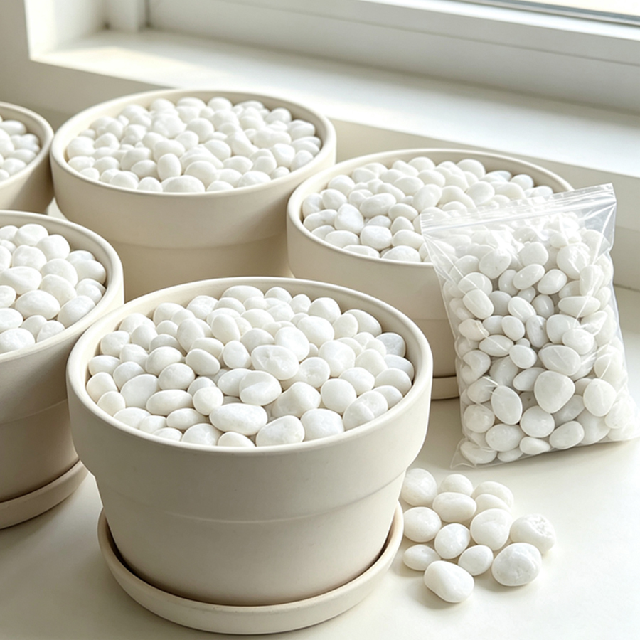 Bonsai Rock Garden - 300/600g Polished White Pebble Stones, River