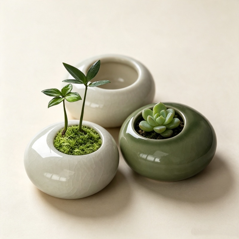 Bonsai Garden Art - Mini Ice Crack Glazed Plant Pot