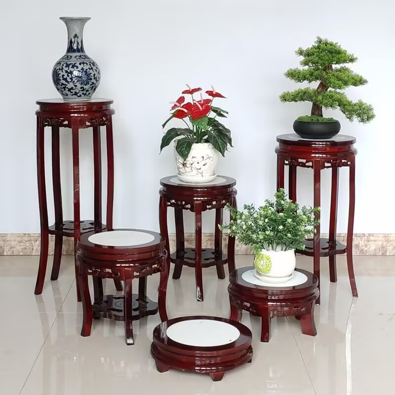 Bonsai Garden Display Stands - Ebony Wood Round Table Crafts Standing