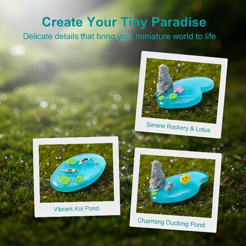 Bonsai Garden With Koi Pond - Mini Resin Pond Ornaments With Koi