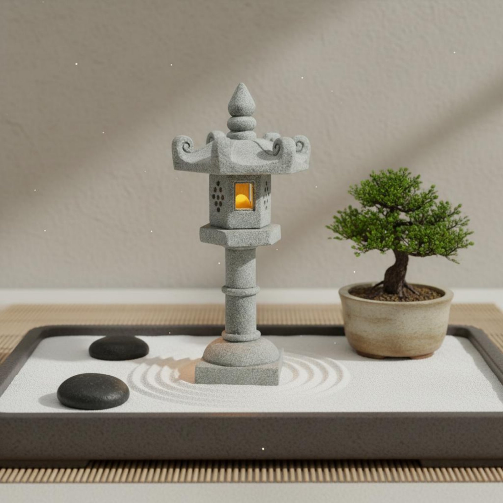 Miniature Stone Lantern Antiqu - Bonsai Garden Decor 评论和价格