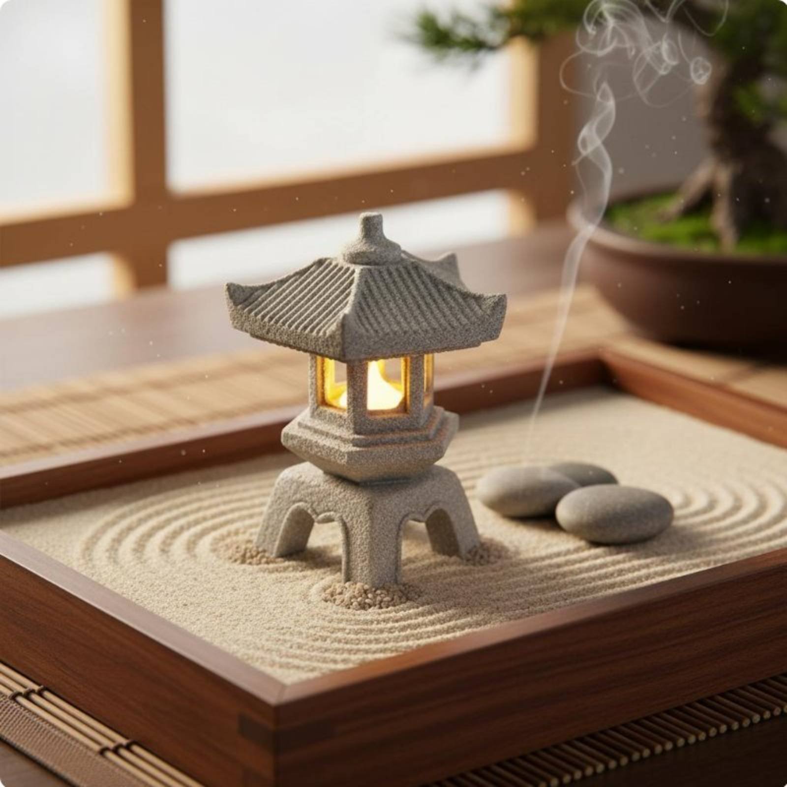 Miniature Stone Lantern Antiqu - Bonsai Garden Decor 评论和价格