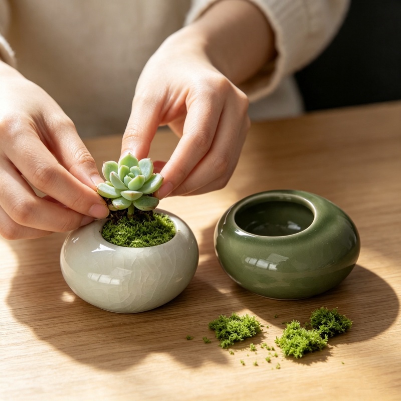 Mini Ice Crack Glazed Plant Po - Bonsai Garden Art 评论和价格