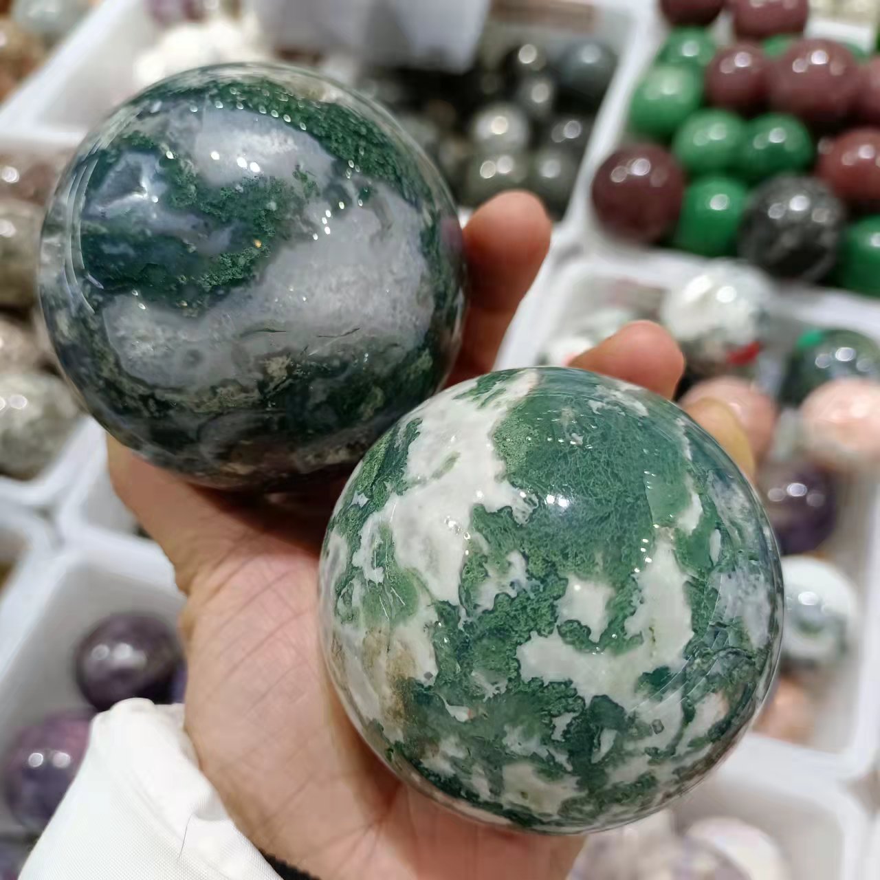 Natural Moss Agate Crystal Qua - Bonsai Rock Garden 评论和价格