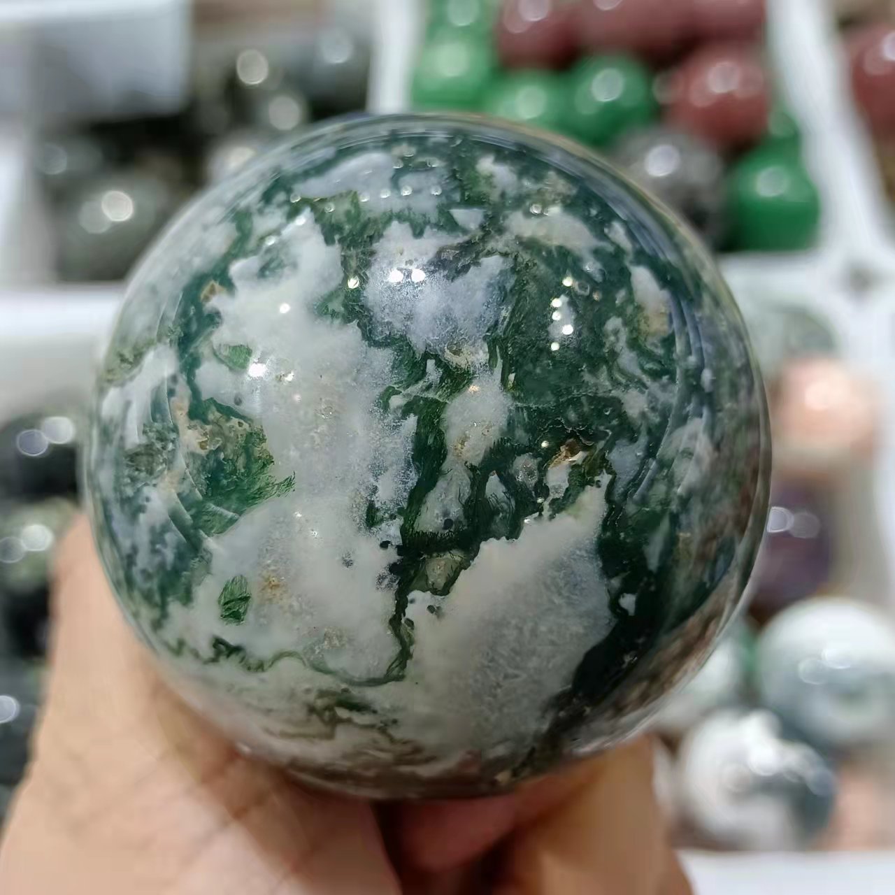 Natural Moss Agate Crystal Qua - Bonsai Rock Garden 评论和价格