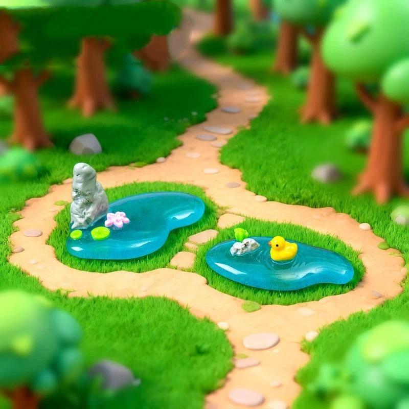 【S】Mini Resin Pond Ornaments W - Bonsai Garden With Koi Pond 评论和价格