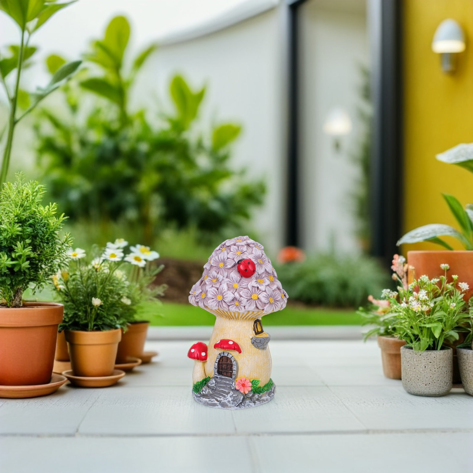 Weatherproof Resin Mushroom Ho - Bonsai Garden Decor 评论和价格
